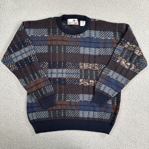 Florence Tricot Men Large Multicolor Plaid Wool Blend Sweater Knit Made in Italy